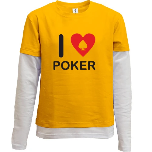 Комбинированный детский лонгслив, черный, I love Poker