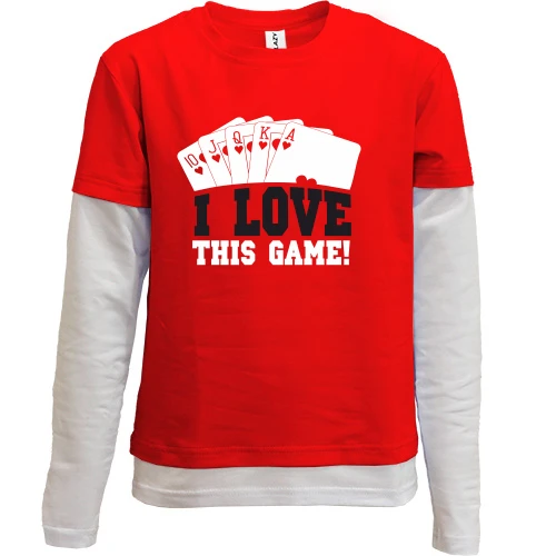 Комбинированный детский лонгслив, красный, I love tnis game