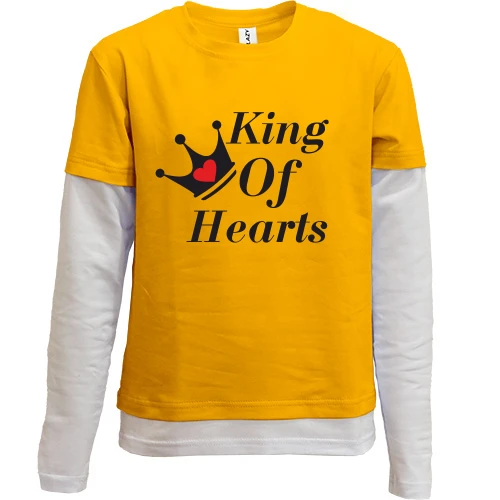 Комбинированный детский лонгслив, желтый, Queen of Hearts