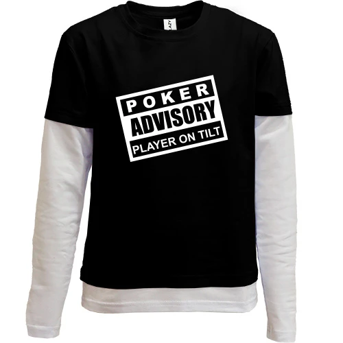 Комбинированный детский лонгслив, красный, Poker ADVISORY