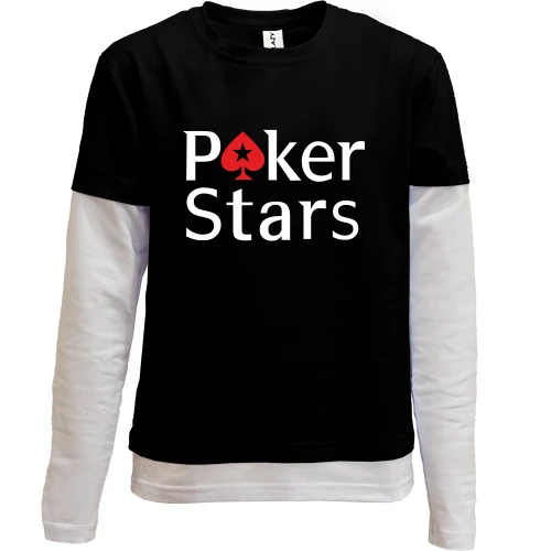 Комбинированный детский лонгслив, черный, Poker Stars