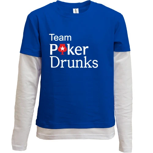 Комбинированный детский лонгслив, синий, Team Poker Drunks