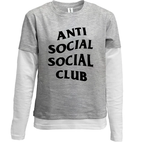 Комбинированный детский лонгслив, серый, Anti Social Social Club
