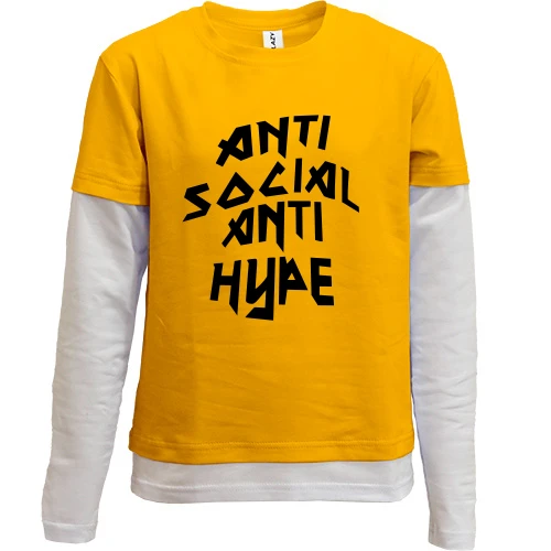 Комбинированный детский лонгслив, желтый, Anti Social Anti Hype