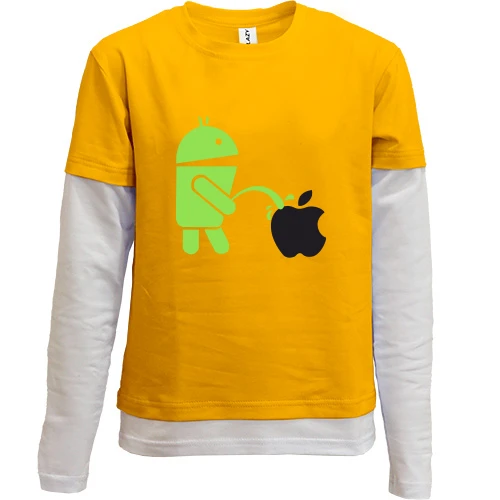 Комбинированный детский лонгслив, Синий, Android vs Apple