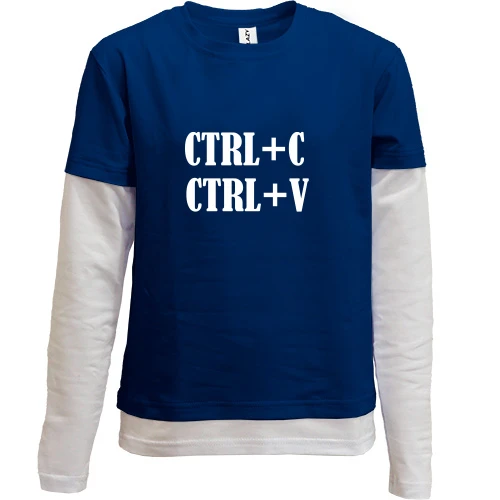 Комбинированный детский лонгслив, синий, Copy