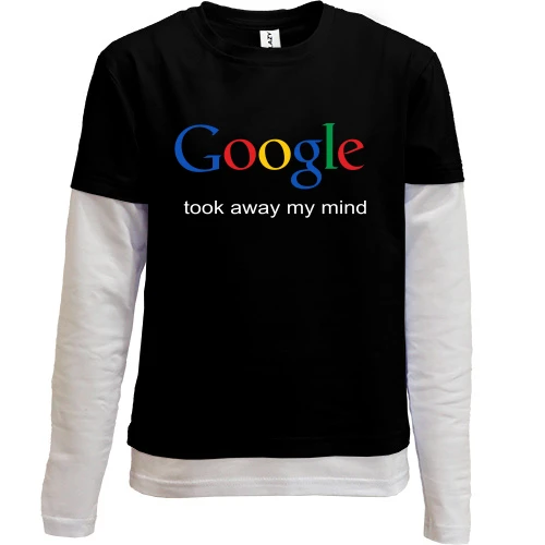 Комбинированный детский лонгслив, Черный, Google took away my mind