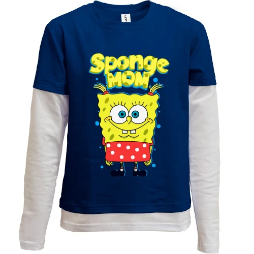 Комбинированный детский лонгслив, синий, Sponge mam