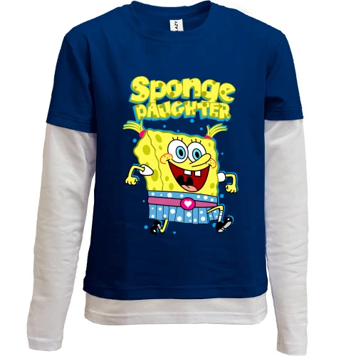Комбінований дитячий лонгслів, синій, Spounge dauchter