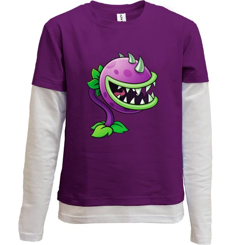 Комбинированный детский лонгслив, фиолетовый, Plants vs. Zombies