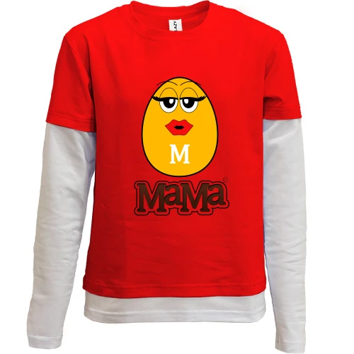 Комбинированный детский лонгслив, красный, M&M’s (Мама)