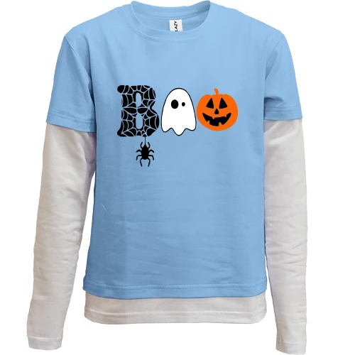 Комбинированный детский лонгслив, синий, Boo! (2)