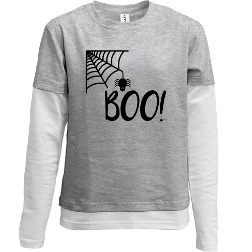 Комбинированный детский лонгслив, серый, Boo!