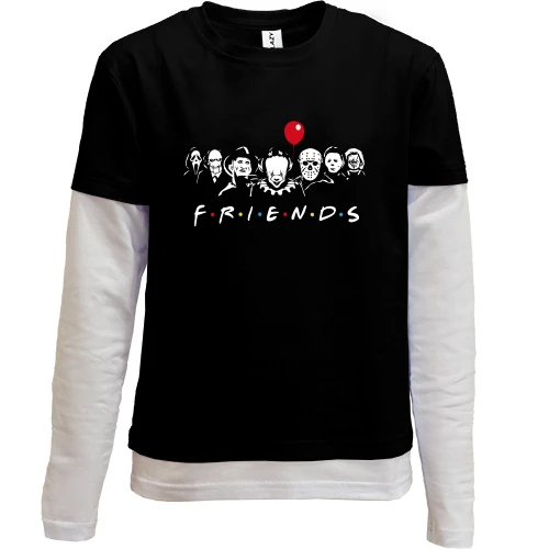 Комбинированный детский лонгслив, черный, Halloween Friends