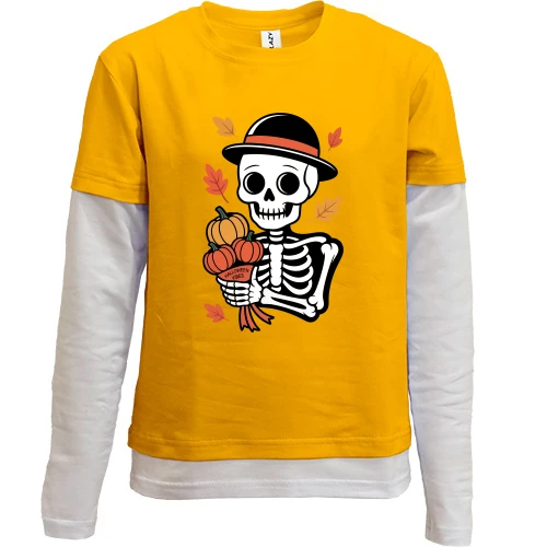 Комбинированный детский лонгслив, желтый, Halloween vibes