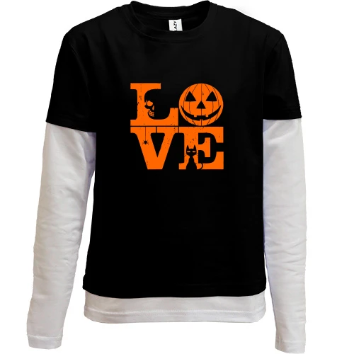 Комбинированный детский лонгслив, черный, Love Halloween