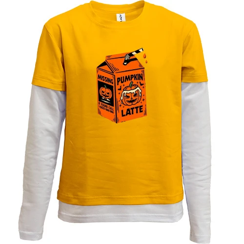 Комбинированный детский лонгслив, желтый, Pumpkin Latte