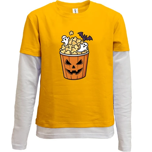 Комбинированный детский лонгслив, желтый, Попкорн (Helloween)