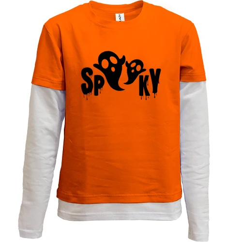 Комбинированный детский лонгслив, оранжевый, Spooky