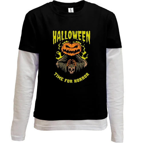 Комбинированный детский лонгслив, черный, Halloween - Time for Horror
