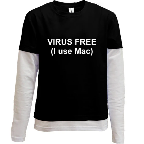 Комбинированный детский лонгслив Virus free (I use Mac)