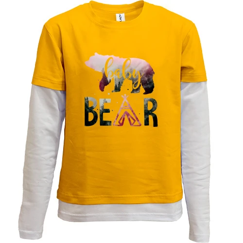 Комбінований дитячий лонгслів з ведмежам Baby bear