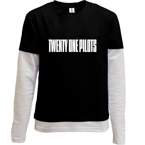 Комбинированный детский лонгслив, черный, Twenty One Pilots