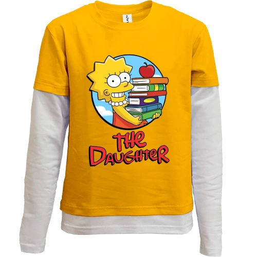 Комбінований дитячий лонгслів, жовтий, The Daughter (Сімпсони)