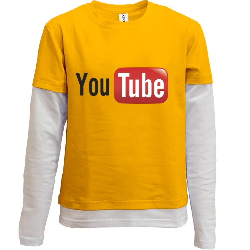 Комбинированный детский лонгслив, желтый, с логотипом YouTube
