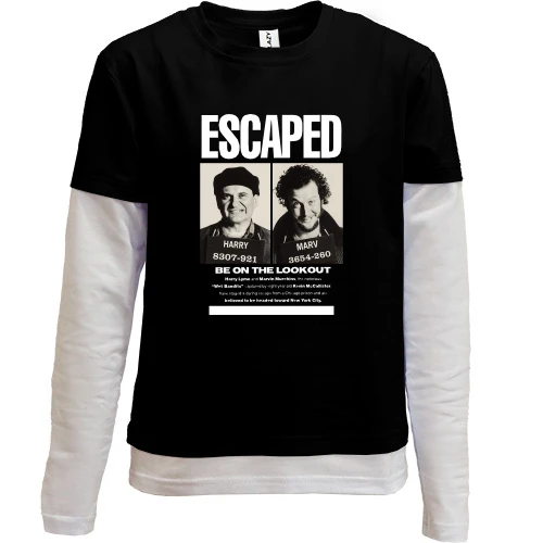 Комбінований дитячий лонгслів, чорний, Escaped (Грабіжники Сам удома)