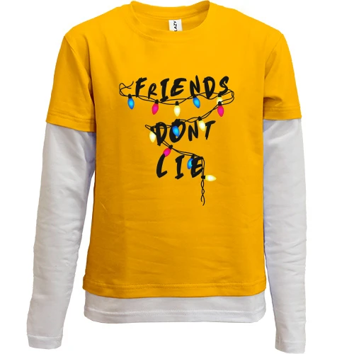 Комбинированный детский лонгслив, желтый, Friends dont lie