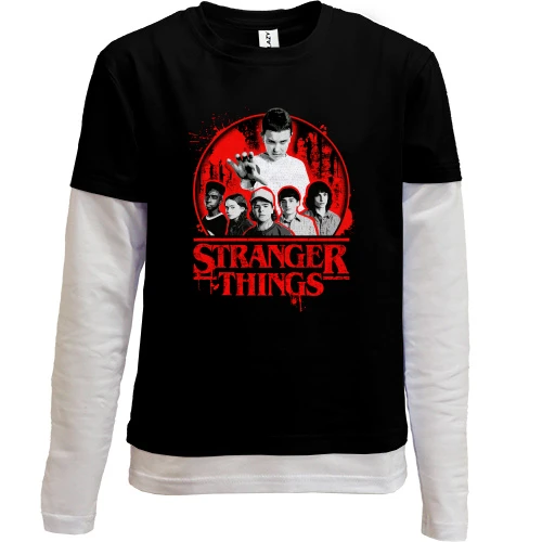 Комбинированный детский лонгслив, черный, Stranger things Poster ATR