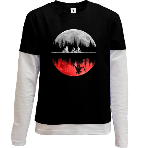 Комбинированный детский лонгслив, черный, Stranger Things Moon