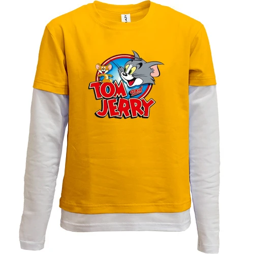 Комбінований дитячий лонгслів, Бежевий, Tom and Jerry