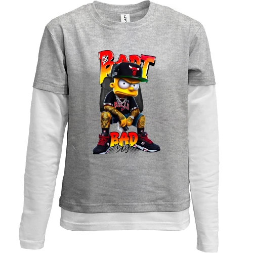Комбинированный детский лонгслив, серый, Bad Boy Bart