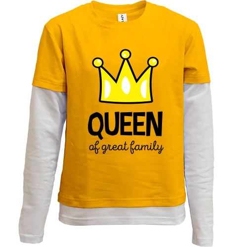 Комбінований дитячий лонгслів, жовтий, Queen af great family