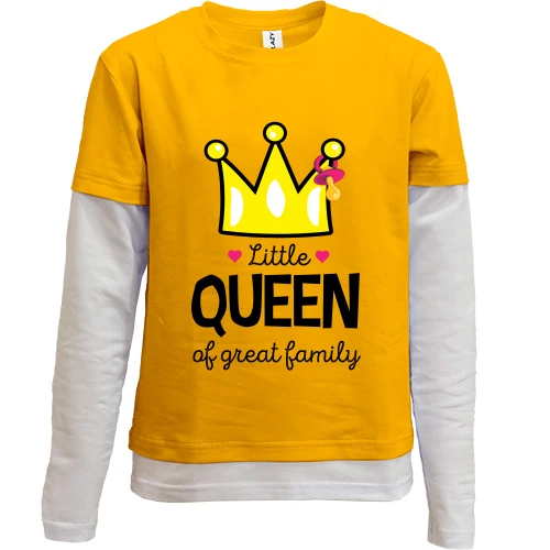 Комбінований дитячий лонгслів, жовтий, Little queen af great family