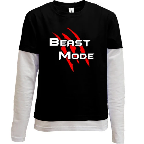 Комбинированный детский лонгслив, черный, Beast Mode