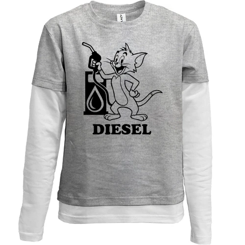 Комбінований дитячий лонгслів, сірий, Diesel