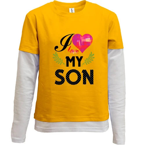 Комбінований дитячий лонгслів, жовтий, I love my son