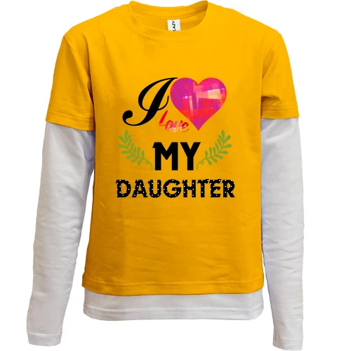 Комбінований дитячий лонгслів, жовтий, I love my daughter