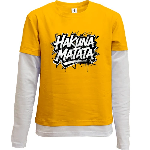 Комбинированный детский лонгслив, желтый, Hakuna Matata