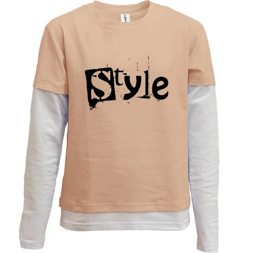 Комбинированный детский лонгслив, бежевый, Style