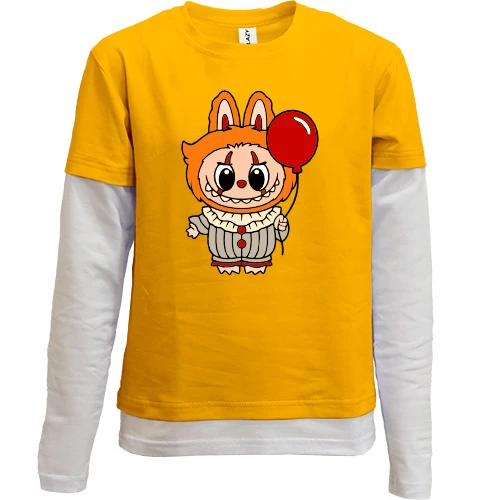 Комбинированный детский лонгслив, желтый, Labubu Pennywise