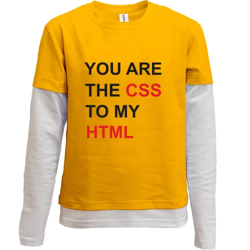 Комбинированный детский лонгслив, желтый, CSS+HTML