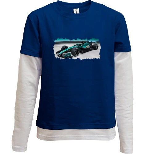 Комбинированный детский лонгслив, синий, Aston Martin F1