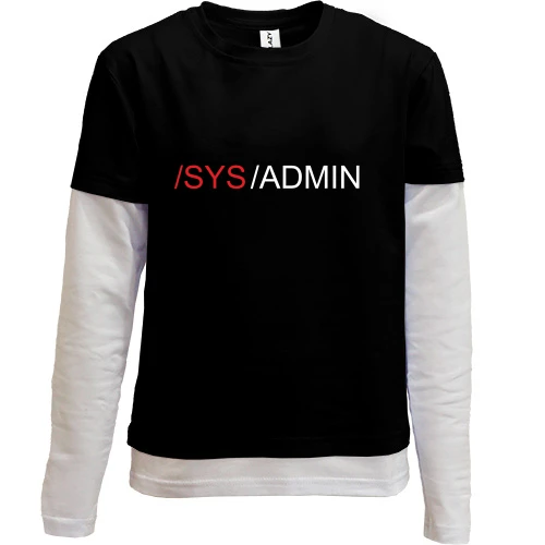 Комбінований дитячий лонгслів, чорний, SYS ADMIN
