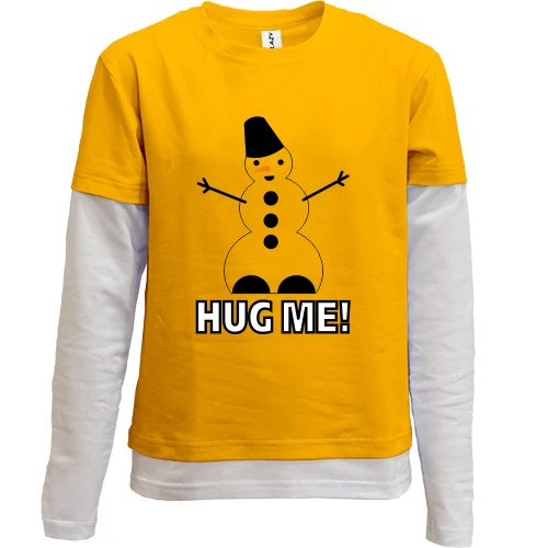 Комбинированный детский лонгслив, желтый, со снеговиком Hug me!