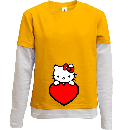 Комбинированный детский лонгслив Kitty с сердцем