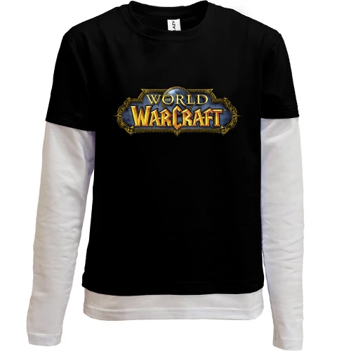Комбинированный детский лонгслив, черный, WOW logo